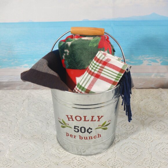 Holly 50 cents per bunch Bucket Cashmere Scarf Poinsettia Throw and Towel - Picture 1 of 3